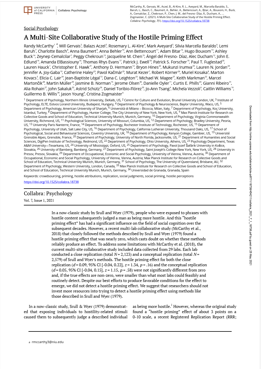 Cover of Collabra: Psychology