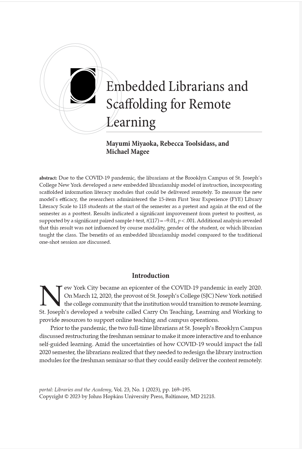 Cover of portal: Libraries and the Academy