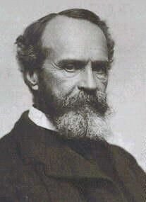 Black-and-white portrait of William James, a bearded man.